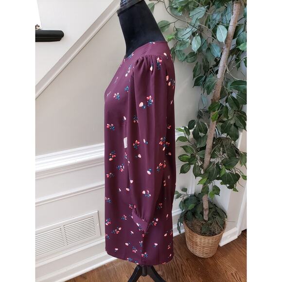Old Navy Fit & Flare Dress Women's Medium Purple Floral Crew Neck Long Sleeve - Picture 9 of 13